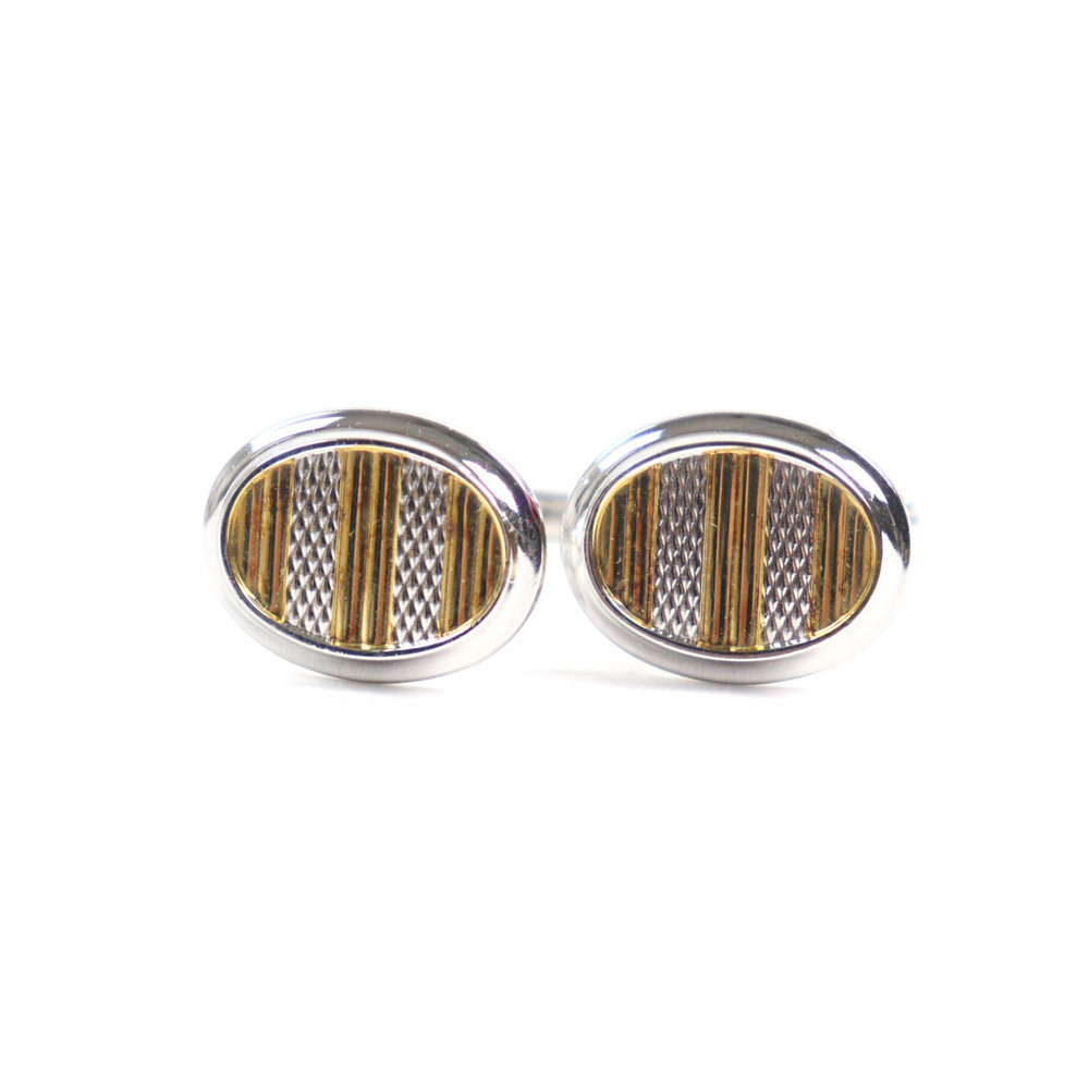 Dunhill oval-shaped bicolor textured striped cufflinks, made of SV925 silver ...